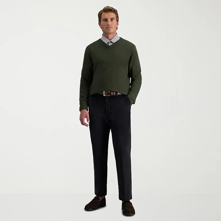 Haggar Stretch Corduroy Mens Classic Fit Flat Front Pant