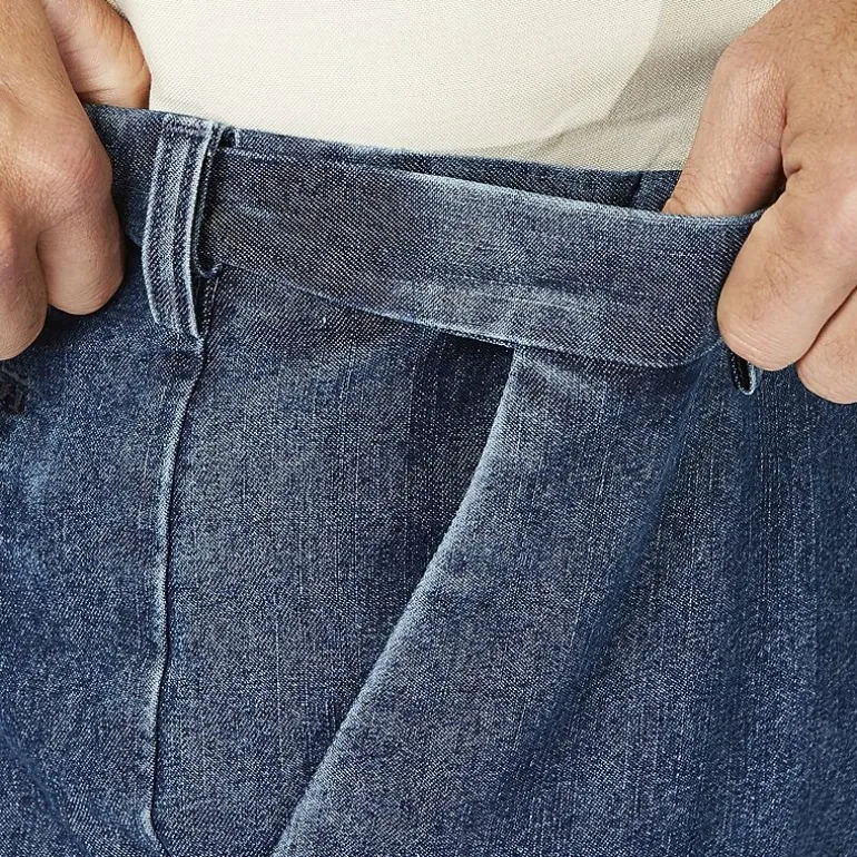 Haggar Stretch Denim Mens Classic Fit Flat Front Pant