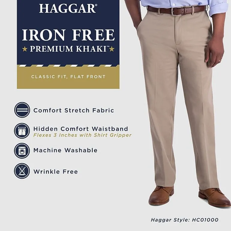 Haggar Stretch Denim Mens Classic Fit Flat Front Pant