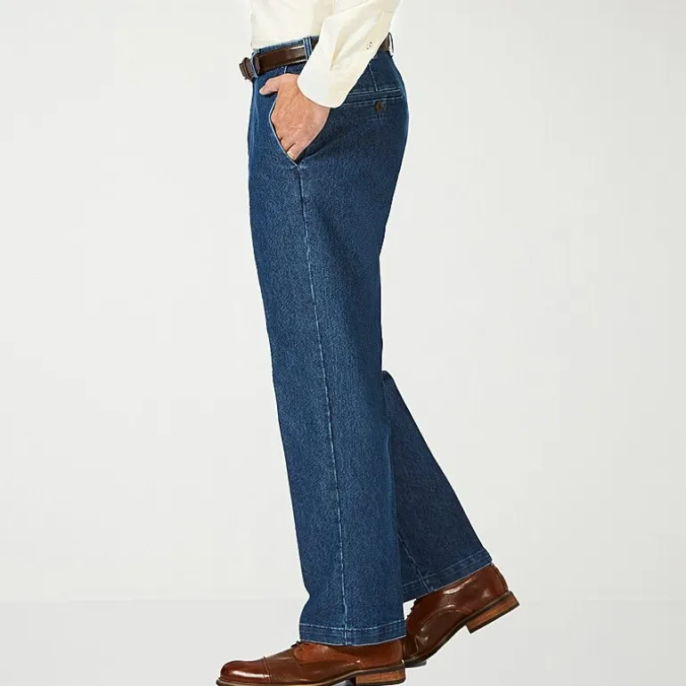 Haggar Stretch Denim Mens Classic Fit Flat Front Pant