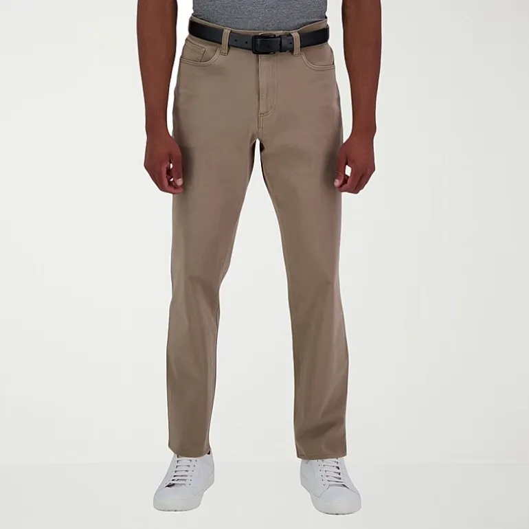 Haggar The Active Series City Flex 5 Pocket Cotton Traveler Mens Comfort Waistband Straight Fit Flat Front Pant