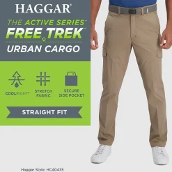 Haggar The Active Series Free Trek Urban Mens Stretch Fabric Straight Fit Cargo Pant