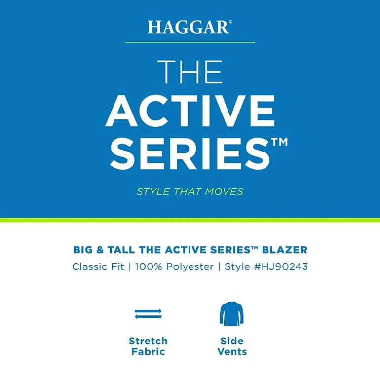 Haggar The Active Series Mens Big and Tall Stretch Fabric Classic Fit Sport Coat