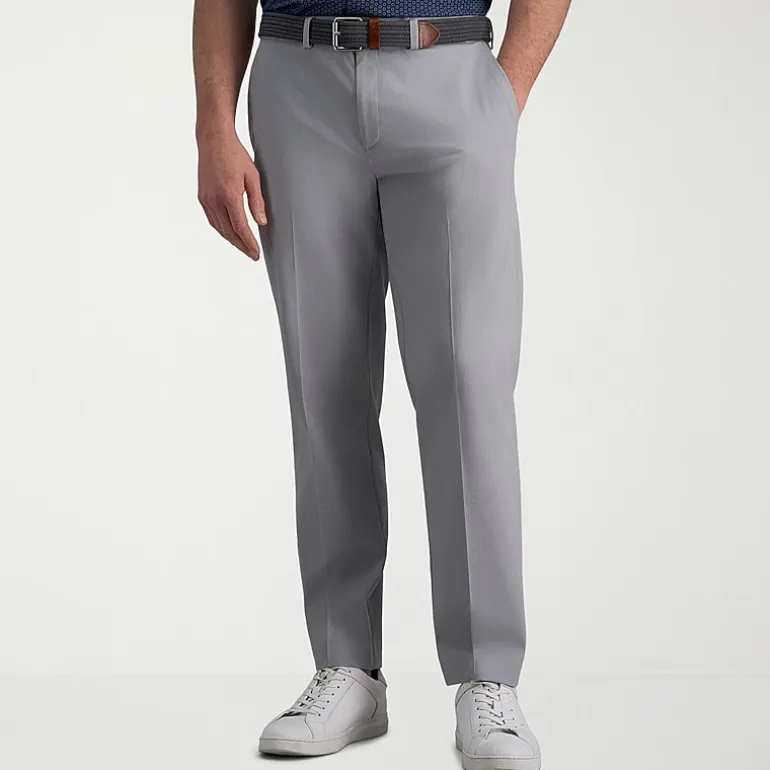 Haggar Wrinkle Free Performance Khaki Mens Comfort Waistband Straight Fit Flat Front Pant
