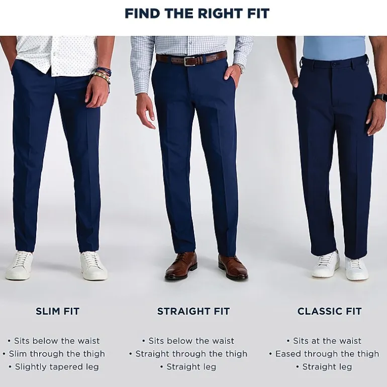 Haggar Wrinkle Free Performance Khaki Mens Classic Fit Flat Front Pant