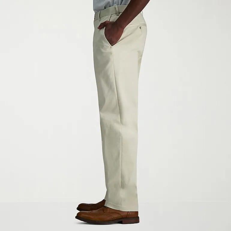 Haggar Wrinkle Free Performance Khaki Mens Classic Fit Flat Front Pant