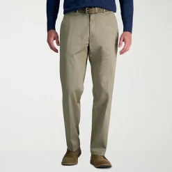 Haggar Wrinkle Free Performance Khaki Mens Classic Fit Flat Front Pant