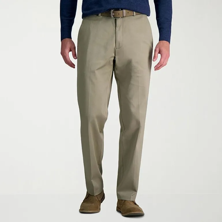 Haggar Wrinkle Free Performance Khaki Mens Classic Fit Flat Front Pant