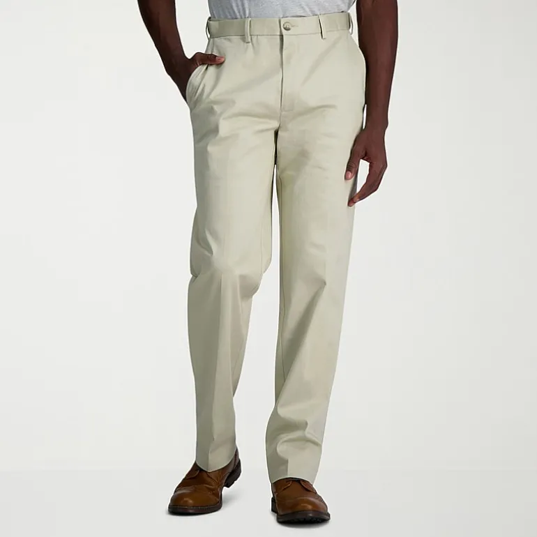 Haggar Wrinkle Free Performance Khaki Mens Classic Fit Flat Front Pant