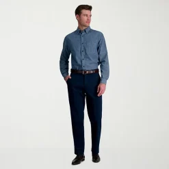 Haggar Wrinkle Free Performance Khaki Mens Classic Fit Flat Front Pant
