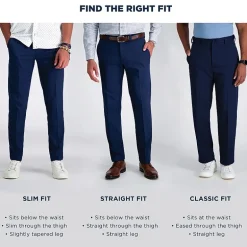 Haggar Wrinkle Free Performance Khaki Mens Comfort Waistband Slim Fit Flat Front Pant