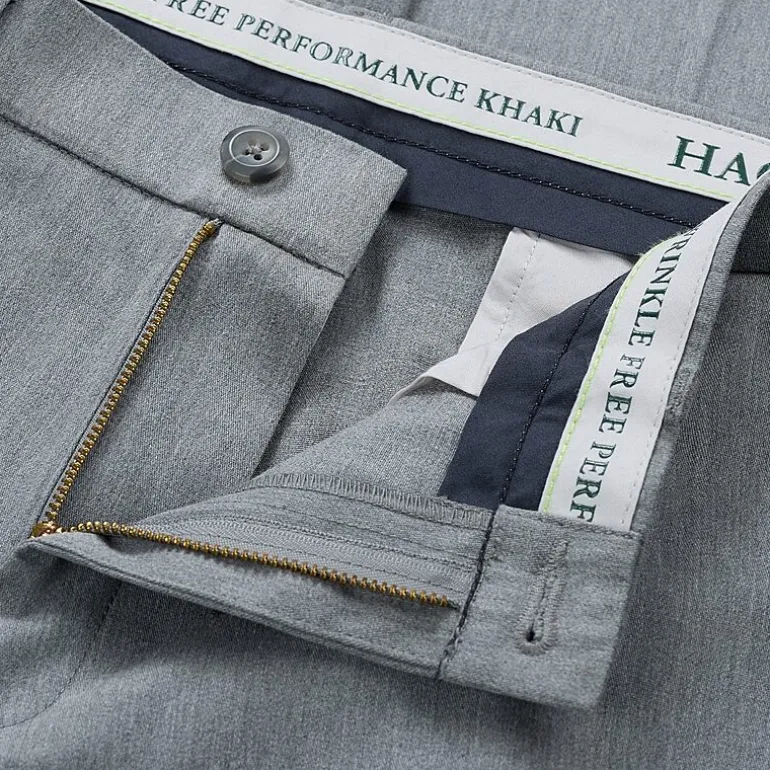 Haggar Wrinkle Free Performance Khaki Mens Comfort Waistband Slim Fit Flat Front Pant