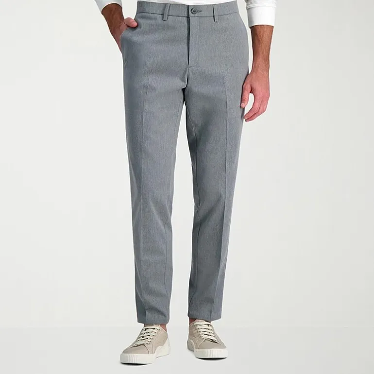 Haggar Wrinkle Free Performance Khaki Mens Comfort Waistband Slim Fit Flat Front Pant