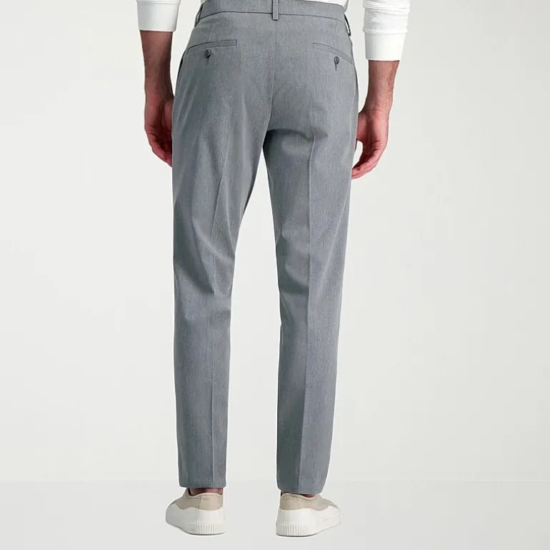 Haggar Wrinkle Free Performance Khaki Mens Comfort Waistband Slim Fit Flat Front Pant