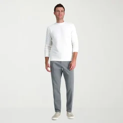 Haggar Wrinkle Free Performance Khaki Mens Comfort Waistband Slim Fit Flat Front Pant