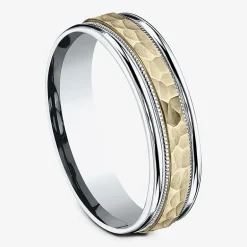 Hammered Mens 6MM 10K Gold Wedding Band