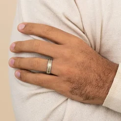 Hammered Mens 6MM 10K Gold Wedding Band