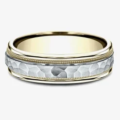 Hammered Mens 6MM 10K Gold Wedding Band
