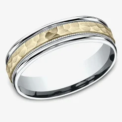 Hammered Mens 6MM 10K Gold Wedding Band