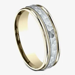 Hammered Mens 6MM 10K Gold Wedding Band