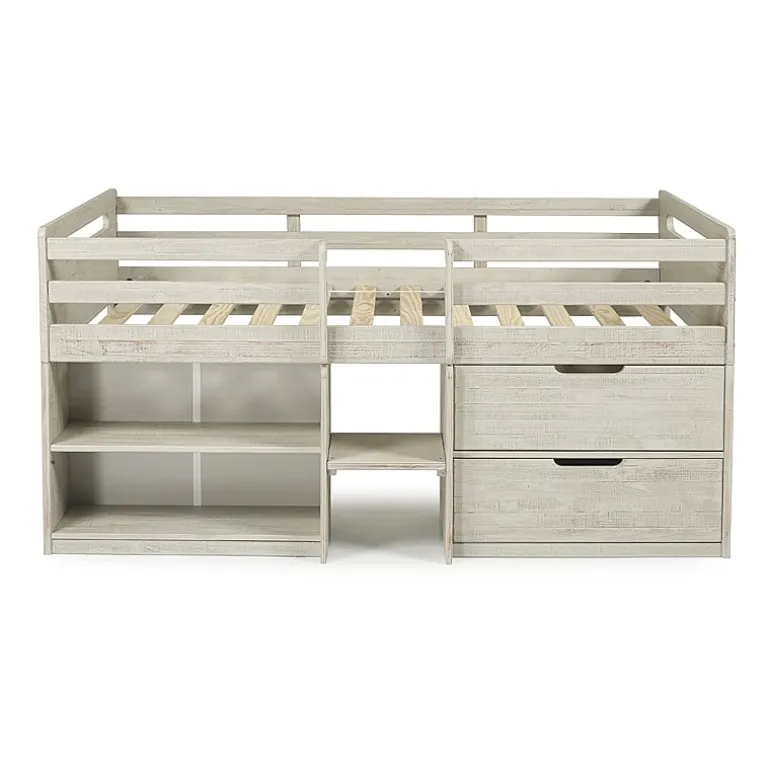 Handles Twin Low Loft Bed with Storage