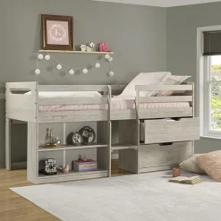Handles Twin Low Loft Bed with Storage