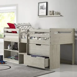 Handles Twin Low Loft Bed with Storage