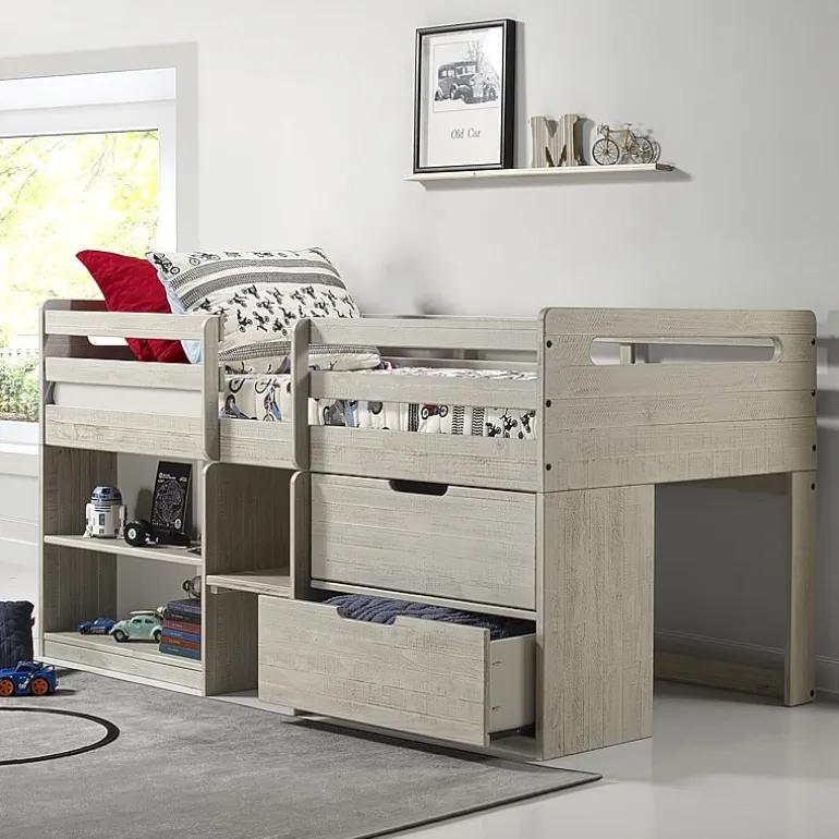 Handles Twin Low Loft Bed with Storage