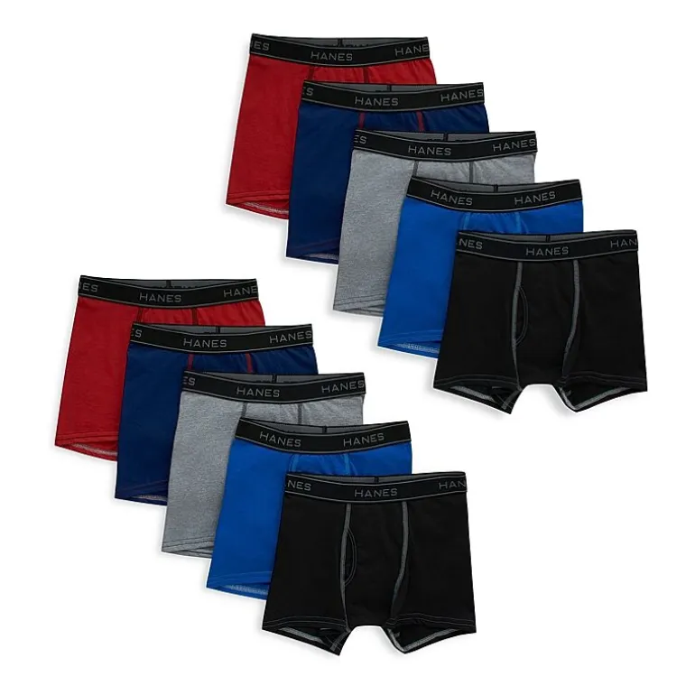 Hanes Big Kid Boys 10 Pack Boxer Briefs Bubf10