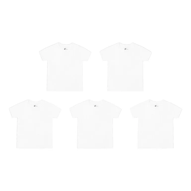 Hanes Boys 5 Pack Short Sleeve Crew Neck Moisture Wicking T-Shirt