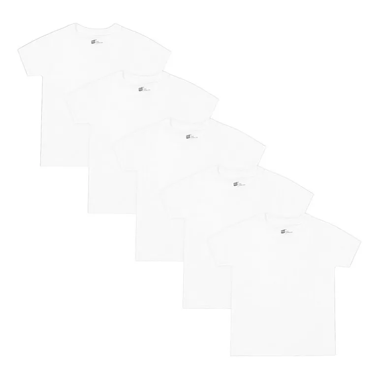 Hanes Boys 5 Pack Short Sleeve Crew Neck Moisture Wicking T-Shirt