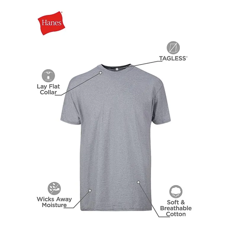 Hanes Comfortsoft Mens 4 Pack Short Sleeve Crew Neck Moisture Wicking T-Shirt