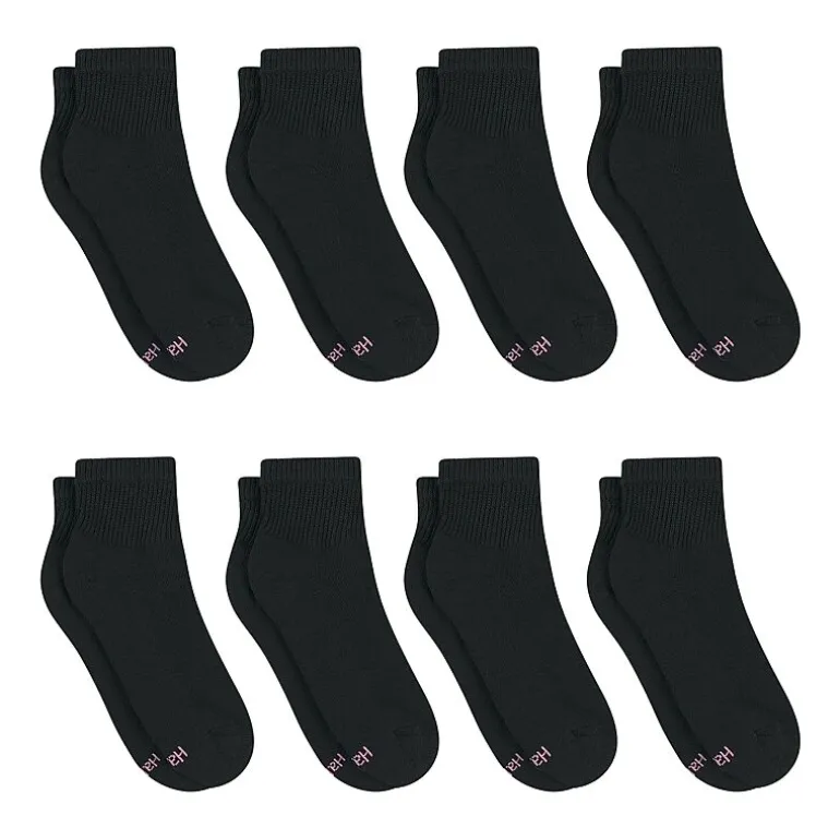 Hanes Cool Comfort Cushion Womens Multi-Pack 8 Pair Quarter Ankle Socks