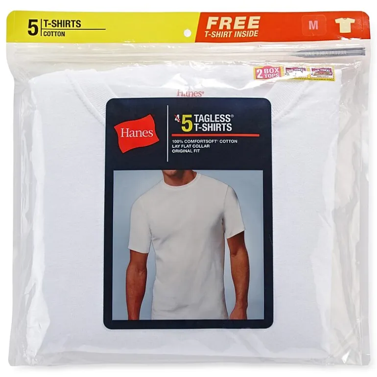 Hanes Cotton Fresh Iq Bonus Pack Mens 5 Pack Short Sleeve Crew Neck T-Shirt