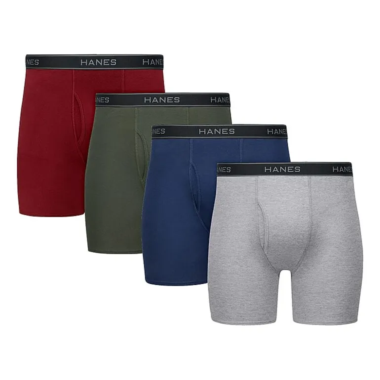 Hanes Cotton Mens 4 Pack Boxer Briefs J742a4