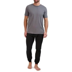 Hanes French Terry Mens Crew Neck Short Sleeve 2-pc. Big Pajama Set