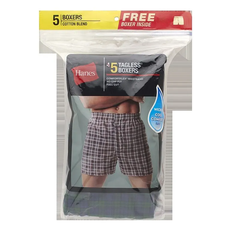 Hanes Fresh Iq ComfortflexN Bonus Pack Mens 5 Pack Boxers J838t5