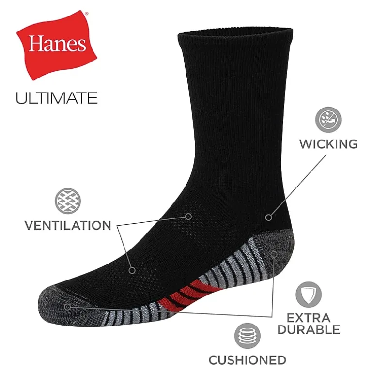 Hanes Little & Big Kid Boys 10+1 Bonus Pairs Crew Socks