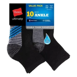 Hanes Little & Big Kid Boys Multi-Pack 10 Pair Quarter Ankle Socks