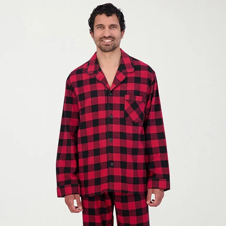 Hanes Mens Flannel Round Neck Long Sleeve 2-pc. Big and Tall Pajama Set