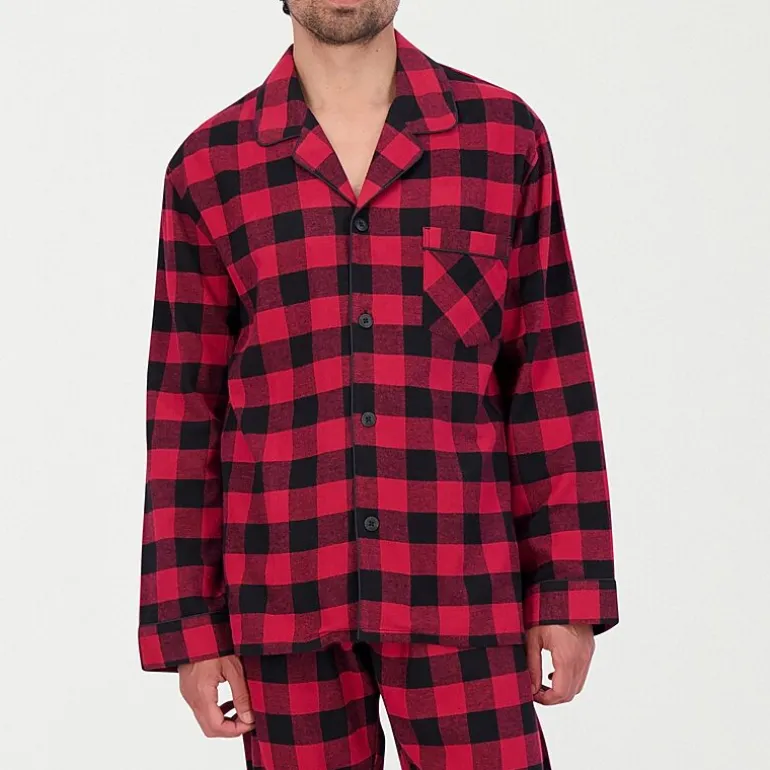 Hanes Mens Flannel Round Neck Long Sleeve 2-pc. Big and Tall Pajama Set