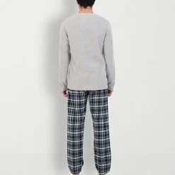 Hanes Mens Fleece Crew Neck Long Sleeve 2-pc. Big Pajama Set