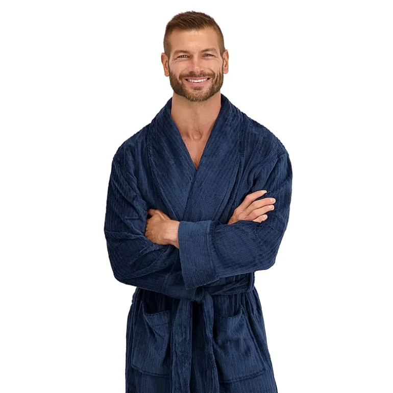 Hanes Mens Fleece Long Sleeve Knee Length Robe
