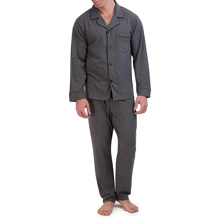 Hanes Mens Knit Big Long Sleeve 2-pc. Pant Pajama Set