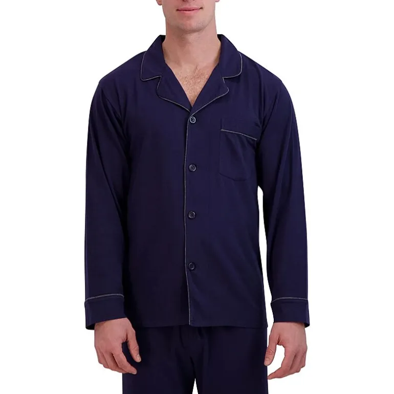 Hanes Mens Knit Big Long Sleeve 2-pc. Pant Pajama Set
