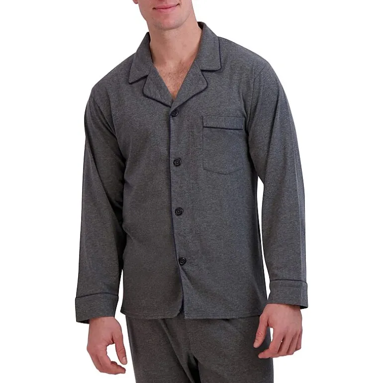 Hanes Mens Knit Big Long Sleeve 2-pc. Pant Pajama Set