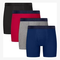 Hanes Mens 4 Pack Boxer Briefs Bonus Pack Ubbbz4