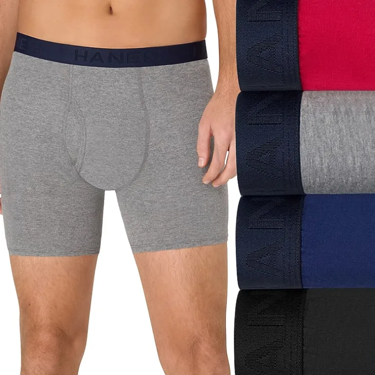 Hanes Mens 4 Pack Boxer Briefs Bonus Pack Ubbbz4