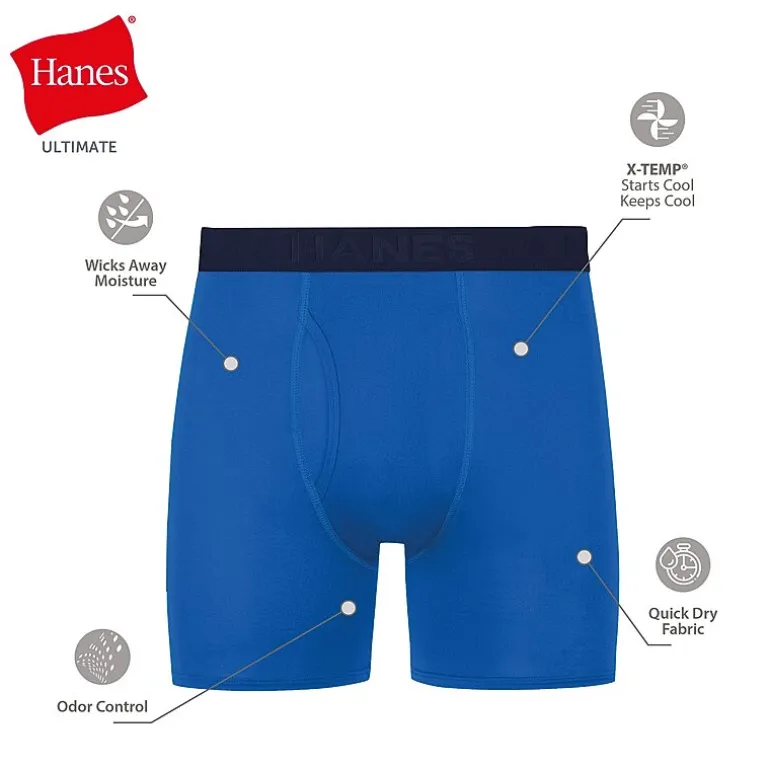 Hanes Mens 4 Pack Boxer Briefs Bonus Pack Ubbbz4