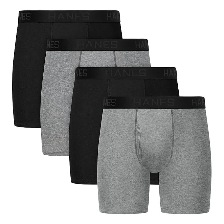 Hanes Mens 4 Pack Boxer Briefs Bonus Pack Ubbbz4